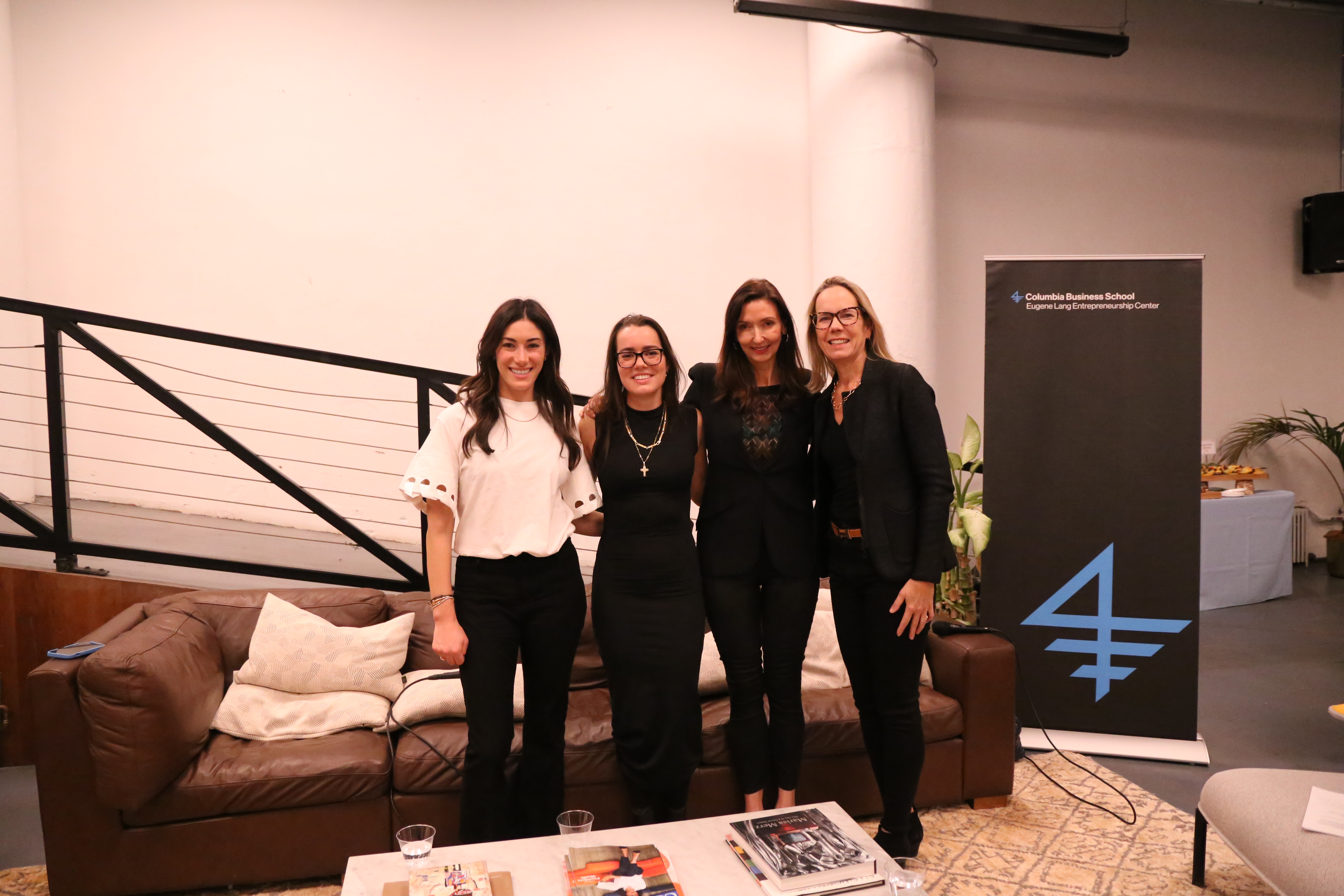 Panelists (from left): Gabby Slome '15, Demetra Mallios ’22, Jennifer Maanavi ’00, and moderator Inger Dewey Golob ’95.