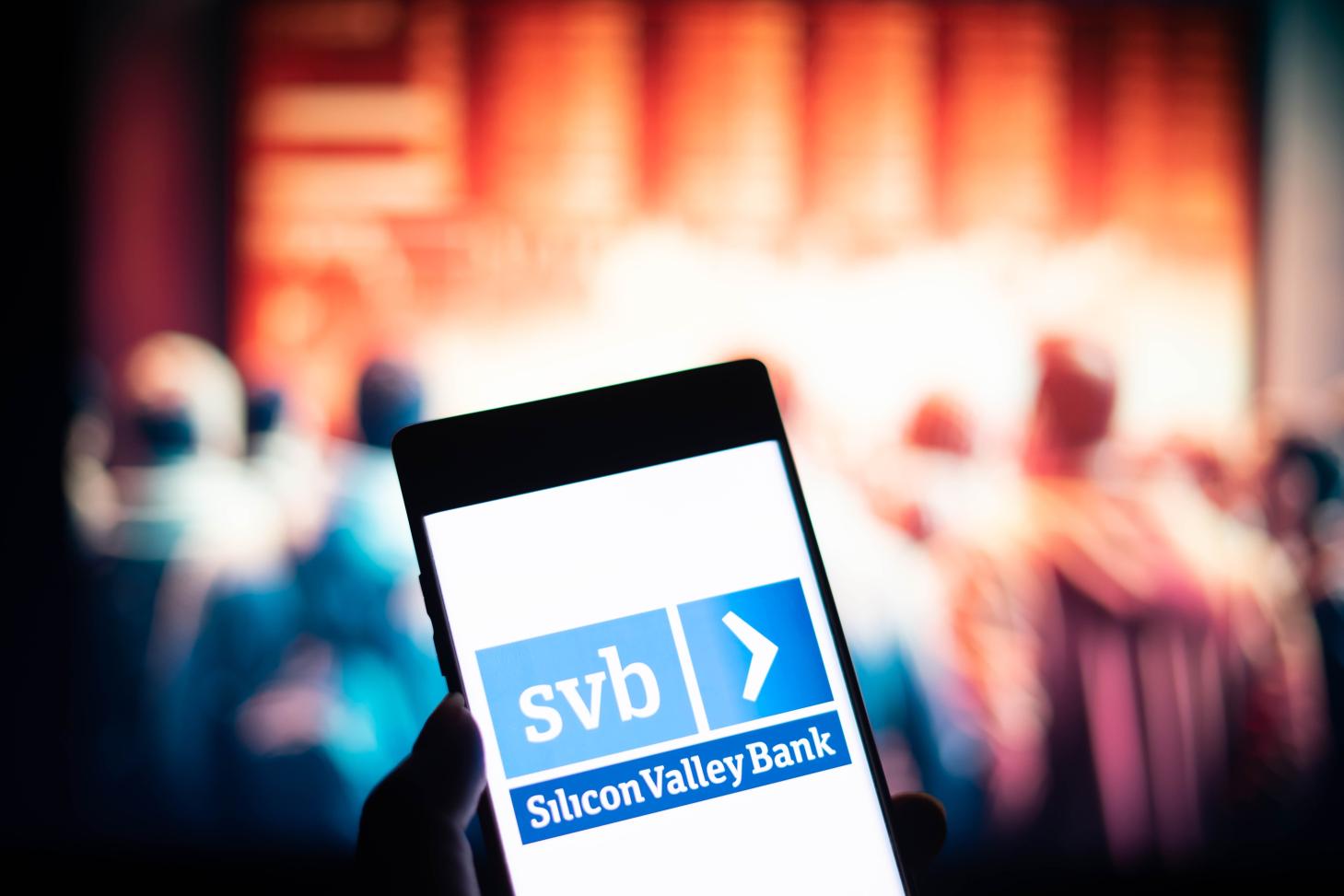 Silicon Valley Bank logo on a phone
