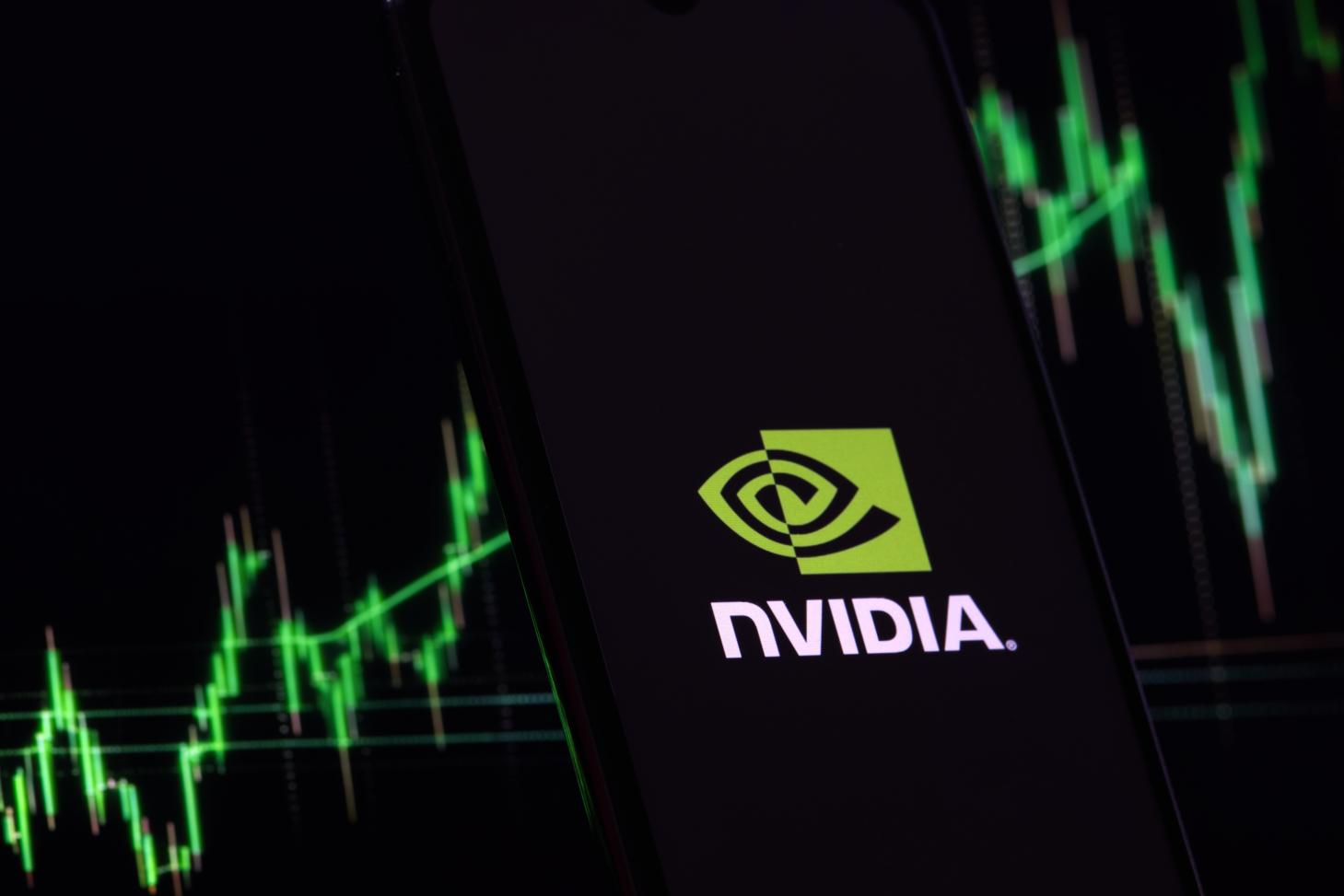Nvidia stock chart and logo