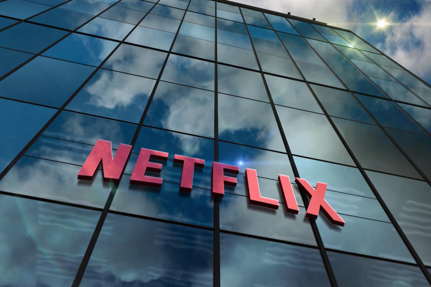 A Netflix logo on a building